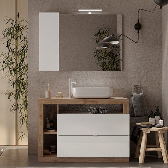 Read more about Hanmer gloss 110cm floor bathroom furniture set in white cadiz