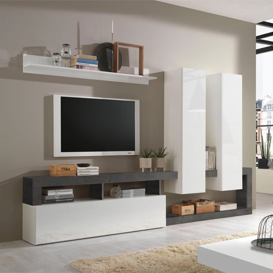 Read more about Hanmer high gloss living room furniture set in white and oxide