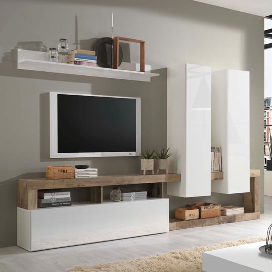 Read more about Hanmer high gloss living room furniture set in white and pero