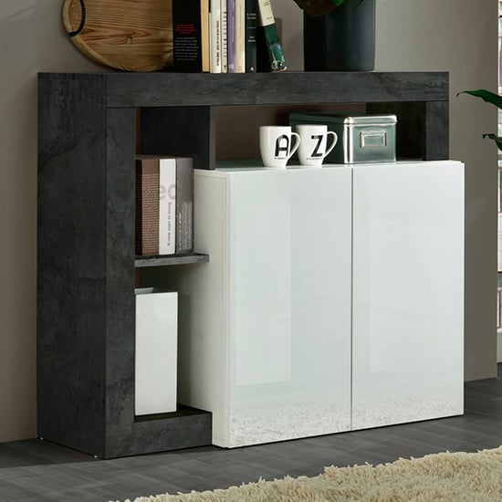 Read more about Hanmer high gloss sideboard with 2 doors in white and oxide