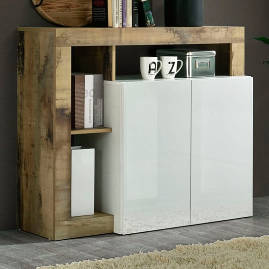 Product photograph of Hanmer High Gloss Sideboard With 2 Doors In White And Pero from Furniture in Fashion