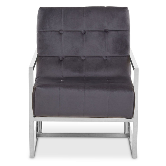 Read more about Hanna velvet lounge chair with silver frame in grey