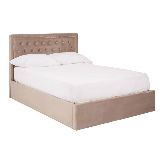 Hannah Mink Velvet Double Ottoman Bed | FiF