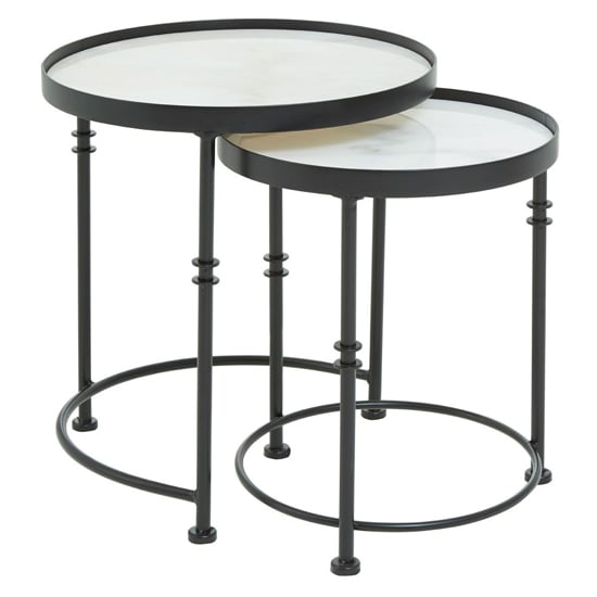 Read more about Hannah round marble set of 2 side tables with black frame