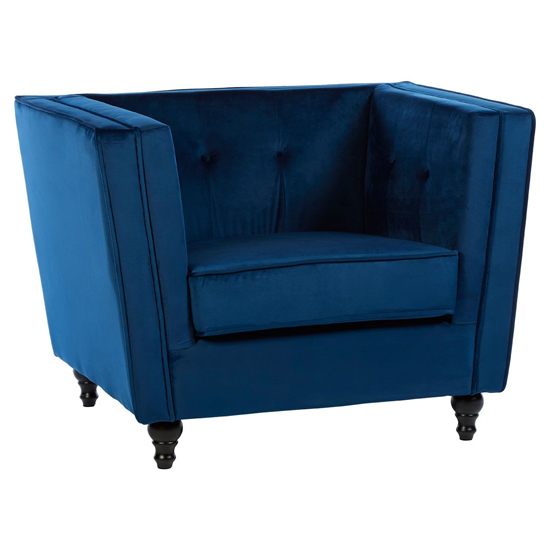 Product photograph of Hannah Upholstered Velvet Armchair In Navy Blue from Furniture in Fashion