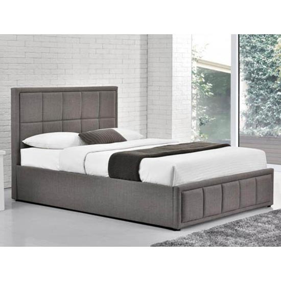 Read more about Hannover ottoman fabric small double bed in grey