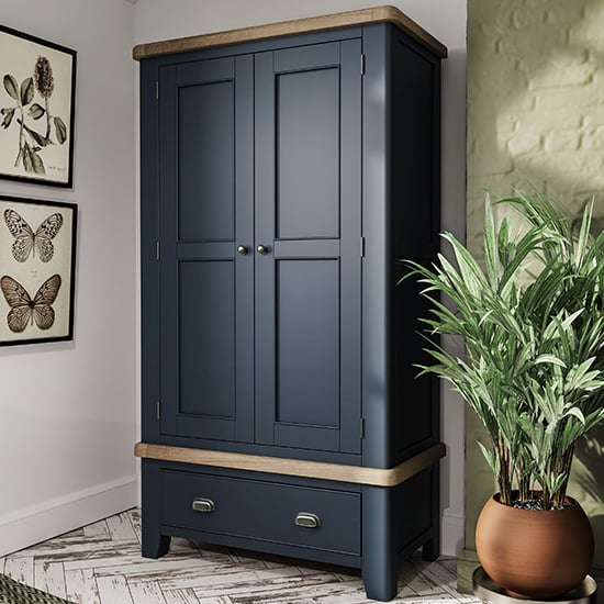 Read more about Hants wooden 2 doors wardrobe in blue