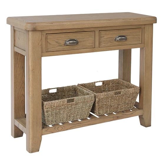 Read more about Hants wooden 2 drawers console table in smoked oak