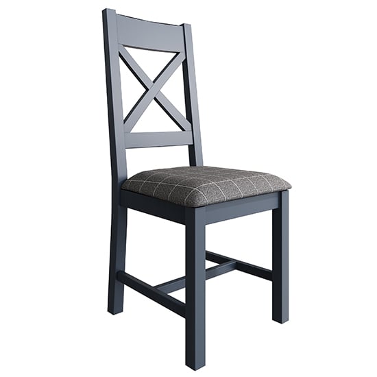 Product photograph of Hants Cross Back Dining Chair In Blue With Grey Seat from Furniture in Fashion