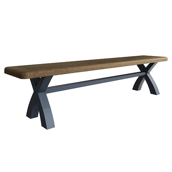 Read more about Hants wooden cross legs dining bench in blue