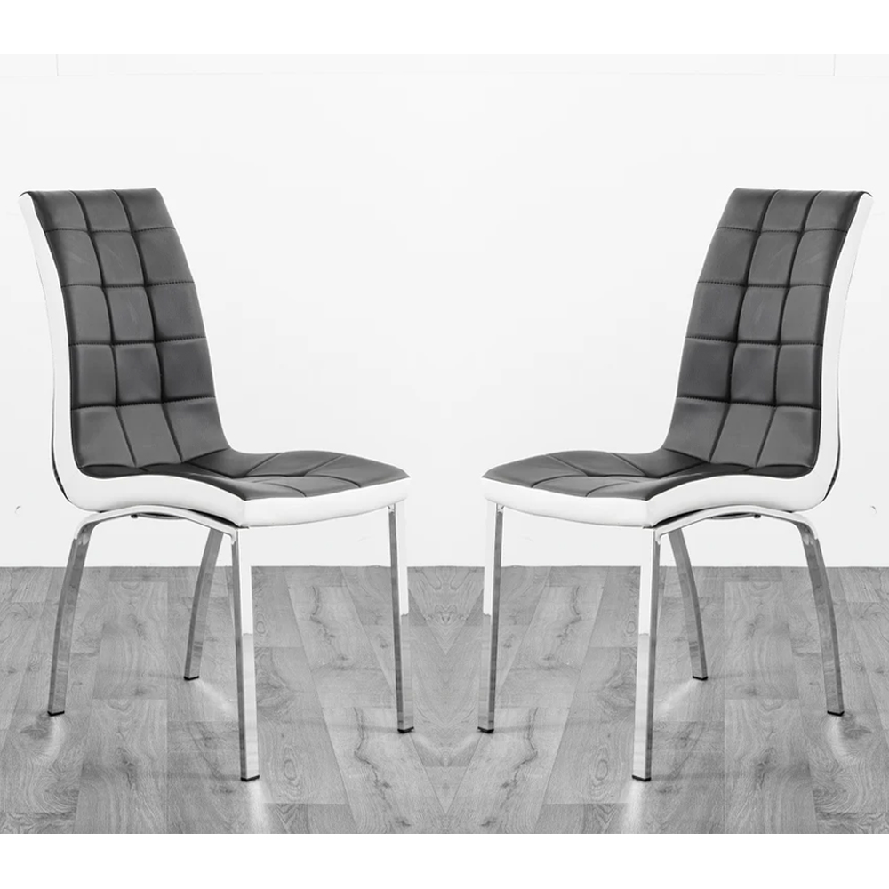 hamden black and white faux leather dining chairs in pair