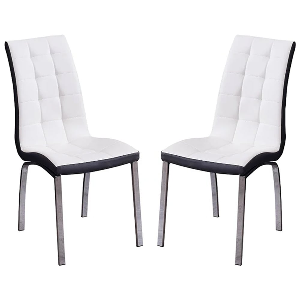 hamden white and black faux leather dining chairs in pair