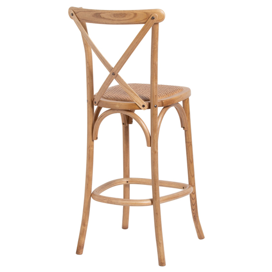 Hapron Cross Back Wooden Bar Stool In Light Oak Furniture In Fashion