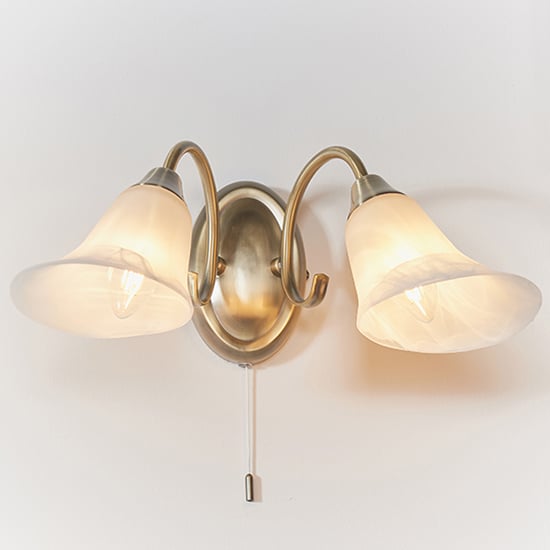 Hardwick 2 Lights Frosted Glass Wall Light In Antique Brass Furniture In Fashion