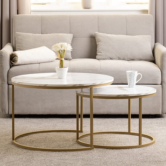 Read more about Hargrove set of 2 coffee tables in white marble effect