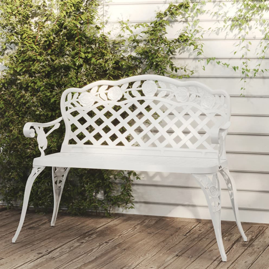 Photo of Harini outdoor cast aluminium seating bench in white