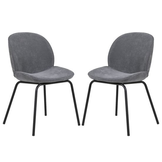 Read more about Harju grey velvet dining chairs with metal legs in pair