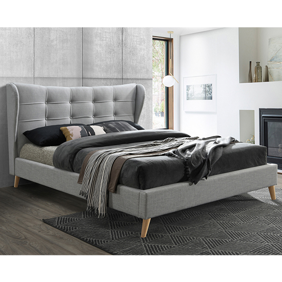 Product photograph of Harper Fabric Double Bed In Dove Grey from Furniture in Fashion
