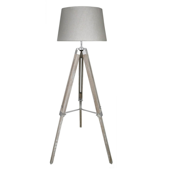 Product photograph of Harris Grey Linen Shade Floor Lamp With Natural Tripod from Furniture in Fashion