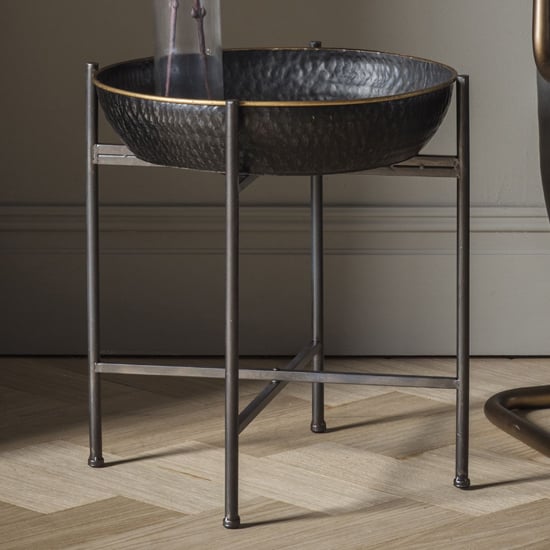 Product photograph of Harrison Round Metal Side Table In Black And Gold from Furniture in Fashion