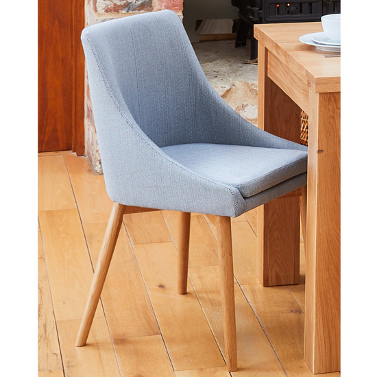 Harrow Grey Fabric Dining Chairs In Pair With Oak Legs | Furniture in