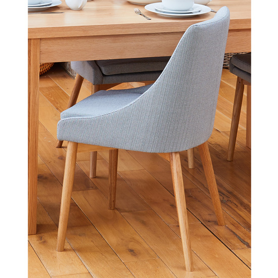 Harrow Grey Fabric Dining Chairs In Pair With Oak Legs | Furniture in