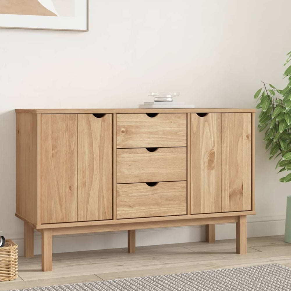 Product photograph of Harrow Wooden Sideboard With 2 Doors 3 Drawers In Brown from Furniture in Fashion