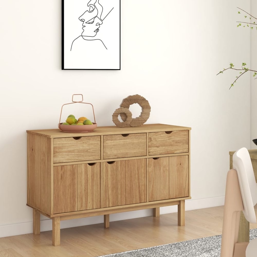 Product photograph of Harrow Wooden Sideboard With 3 Doors 3 Drawers In Brown from Furniture in Fashion