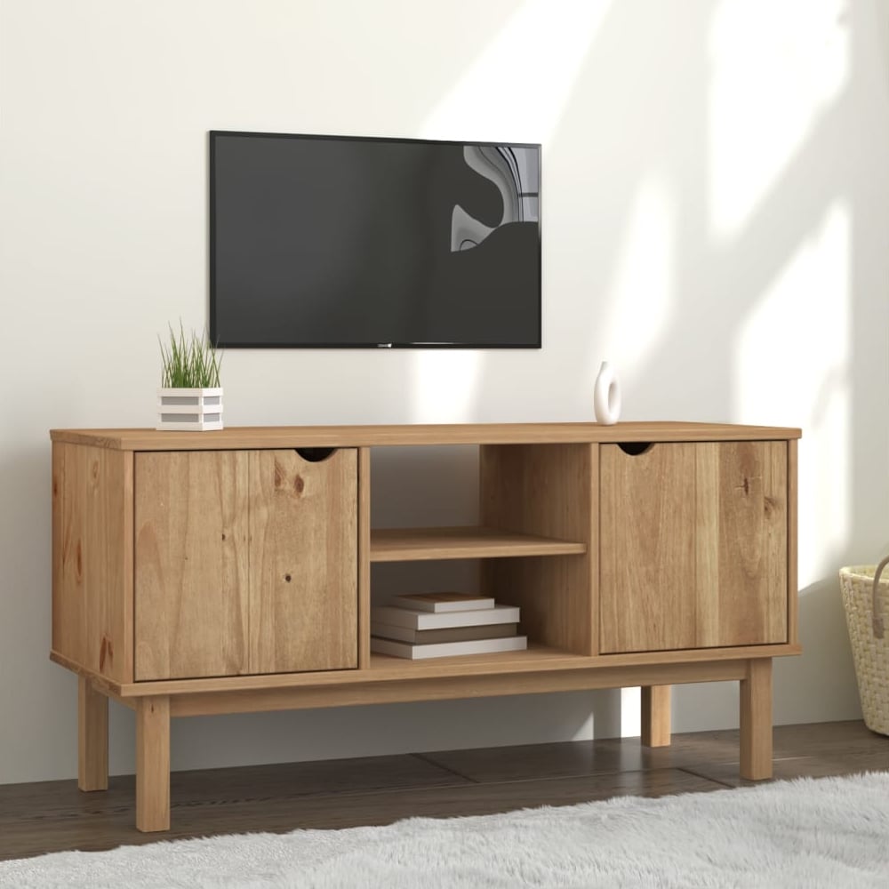 Product photograph of Harrow Wooden Tv Stand With 2 Doors In Brown from Furniture in Fashion