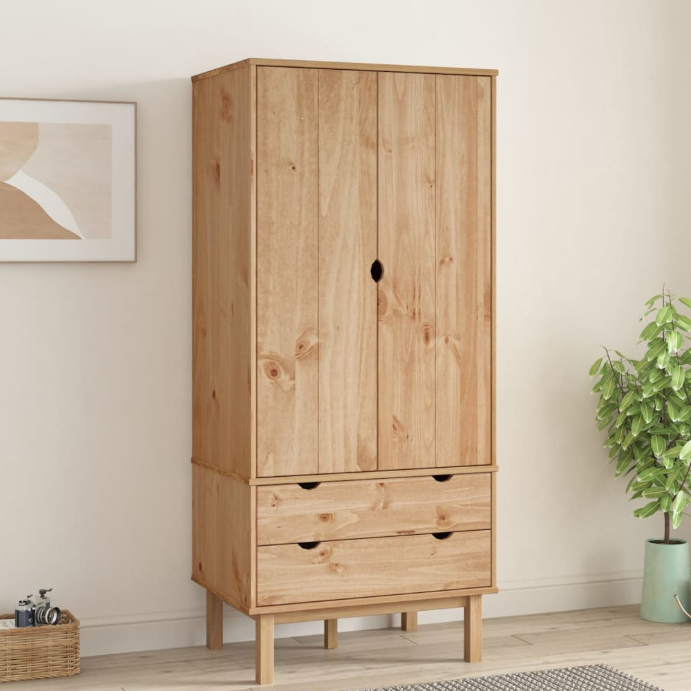 harrow wooden wardrobe with 2 doors 2 drawers in brown