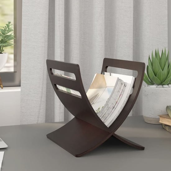 Product photograph of Hart Wooden Magazine Rack Floor Standing In Brown from Furniture in Fashion