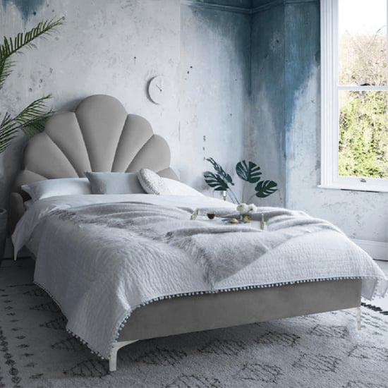 Photo of Hartington plush velvet double bed in grey