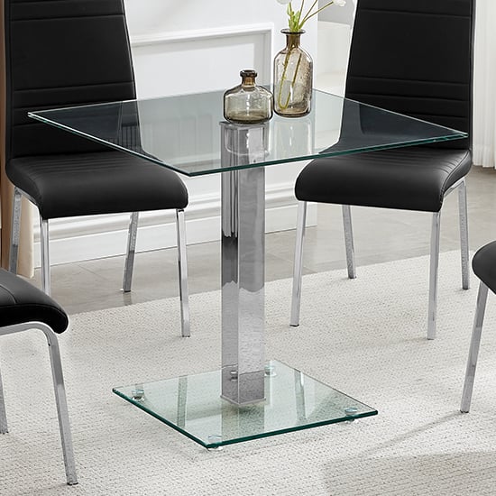 Read more about Hartley clear glass top bistro dining table with glass base