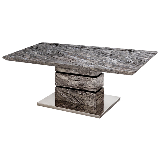 Product photograph of Harva High Gloss Coffee Table In Grey Marble Effect from Furniture in Fashion