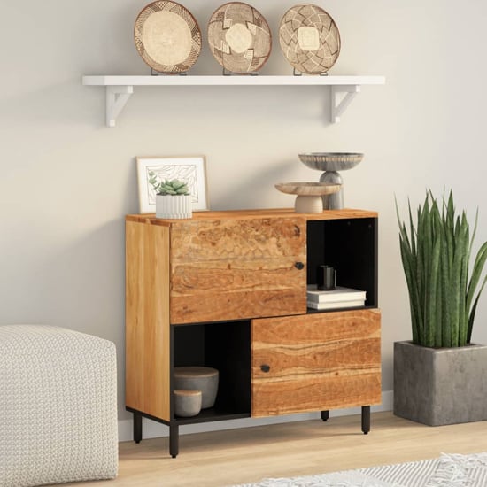 Product photograph of Harwich Acacia Wood Storage Cabinet With 2 Doors In Natural from Furniture in Fashion