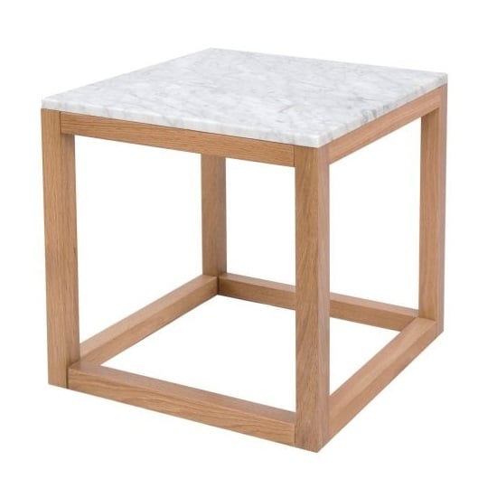 Hinckley White Marble Top End Table With Oak Frame Furniture in Fashion