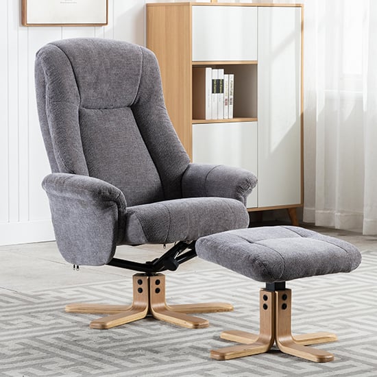 Read more about Hatton fabric swivel recliner chair and footstool in charcoal