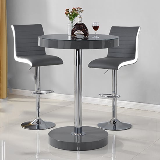View Havana bar table in grey with 2 ritz grey and white bar stools