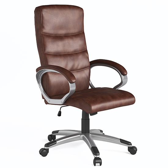 Product photograph of Havard Faux Leather Home And Office Chair In Brown from Furniture in Fashion