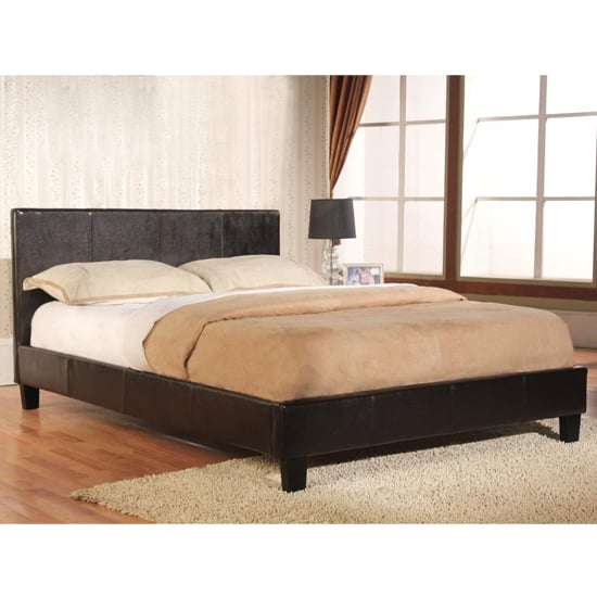 Haven Faux Leather Single Bed In Brown | FiF