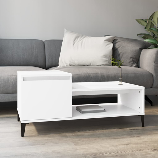 Product photograph of Hawitt Wooden Coffee Table With 1 Door In White from Furniture in Fashion