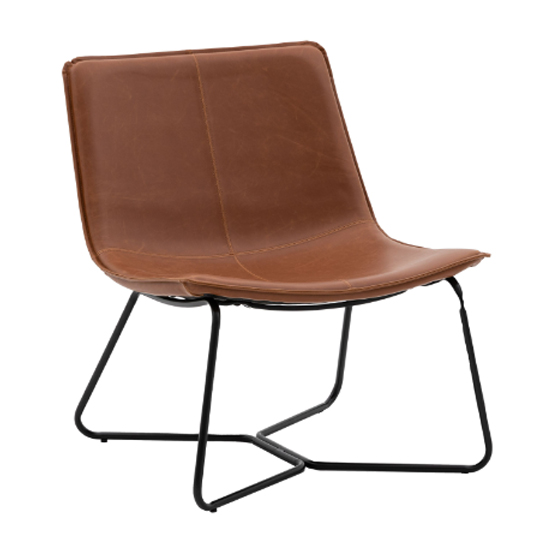 Hawker Leather Lounge Chair With Metal Base In Brown | Furniture in Fashion