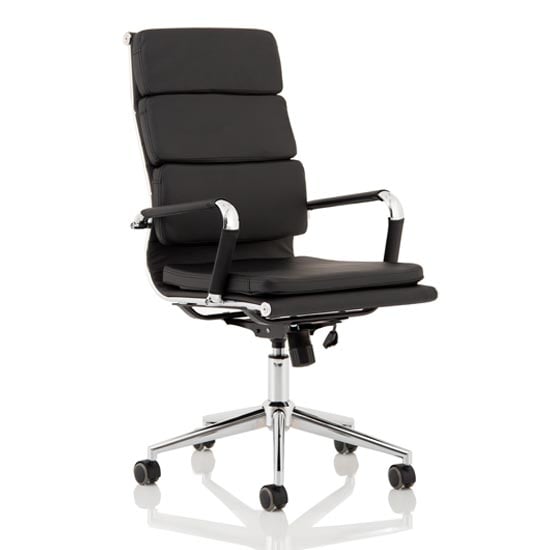 Product photograph of Hawkes Leather Executive Office Chair In Black With Chrome Frame from Furniture in Fashion