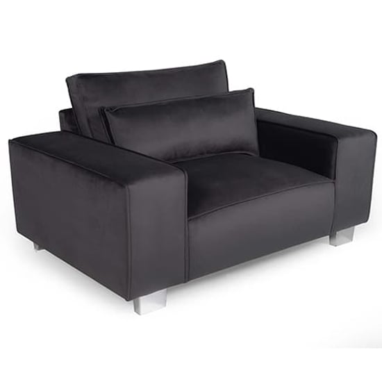 Hazel Fabric 1 Seater Sofa With Chrome Metal Legs In Steel