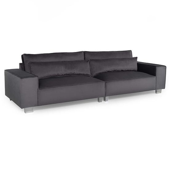 Product photograph of Hazel Fabric 4 Seater Sofa In Steel With Chrome Metal Legs from Furniture in Fashion