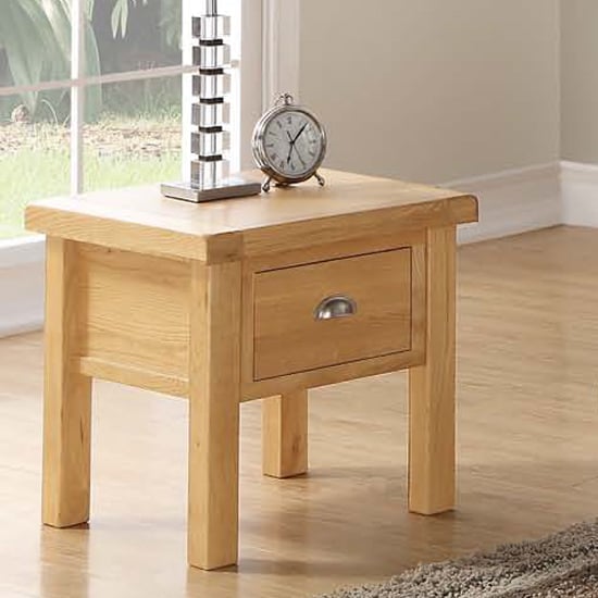 Heaton End Table In Rustic Light Oak With 1 Drawer | Furniture in Fashion