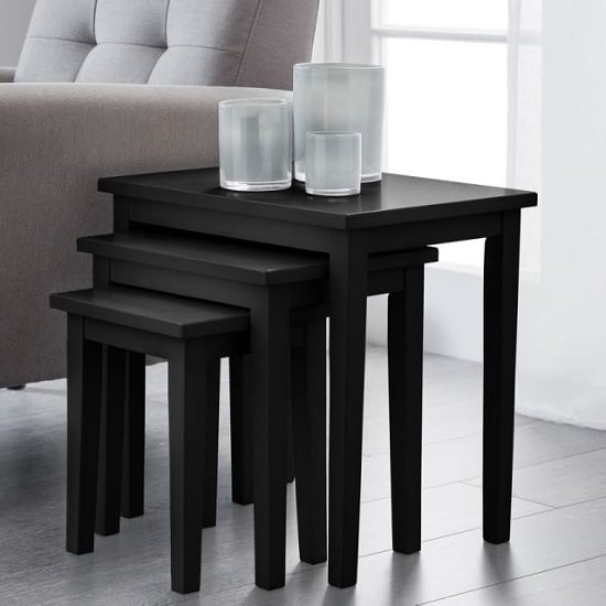 Product photograph of Cadee Wooden Set Of 3 Nest Of Tables In Black from Furniture in Fashion