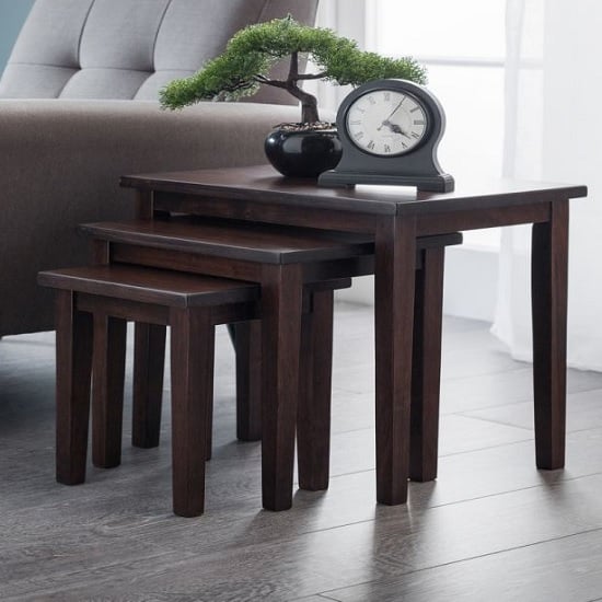 Product photograph of Cadee Wooden Set Of 3 Nest Of Tables In Mahogany from Furniture in Fashion