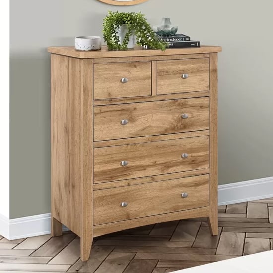 hebron wooden chest of 5 drawers in oak