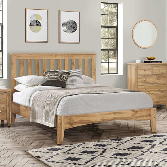 hebron wooden double bed in oak